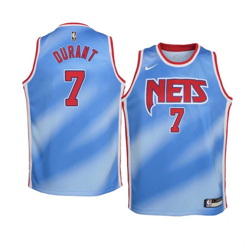 youth brooklyn nets kevin durant hardwood classics blue name & number jersey