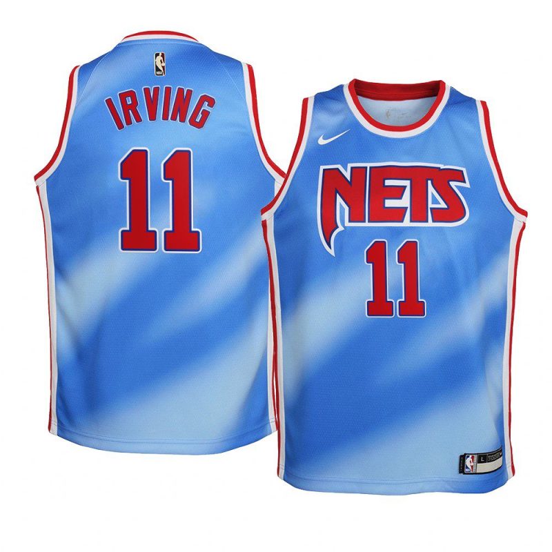 youth brooklyn nets kyrie irving blue hardwood classics jersey