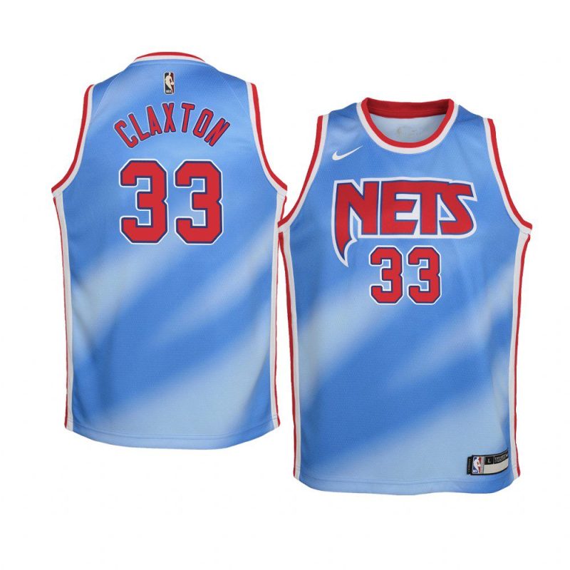 youth brooklyn nets nicolas claxton hardwood classics blue name & number jersey