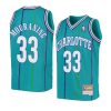 youth charlotte hornets alonzo mourning swingman teal hardwood classics jersey