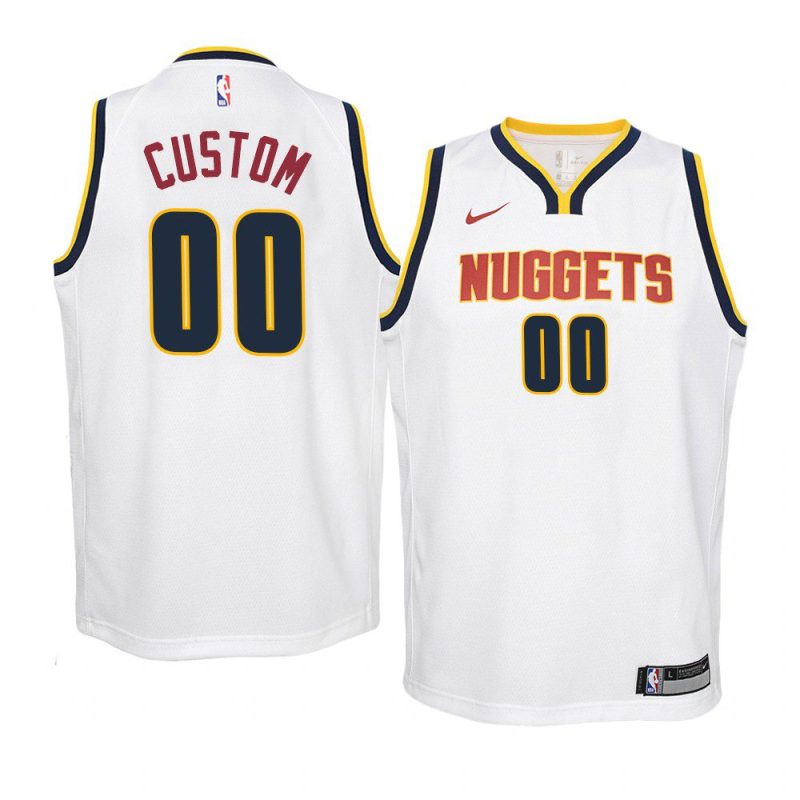 youth denver nuggets custom white association edition jersey