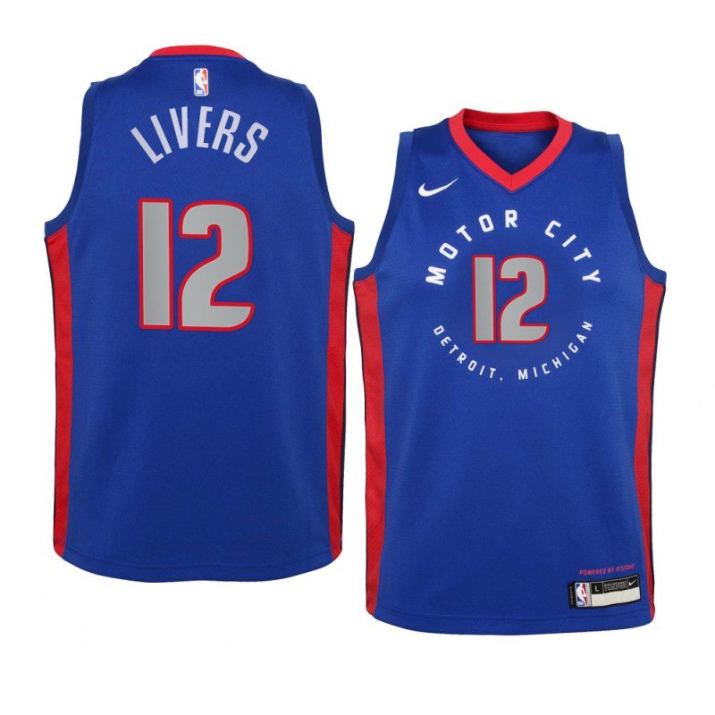 youth detroit pistons isaiah livers 2021 nba draft blue city edition jersey