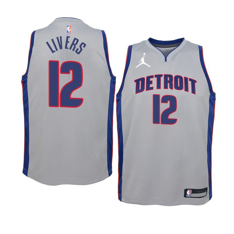 youth detroit pistons isaiah livers 2021 nba draft grey statement edition jersey