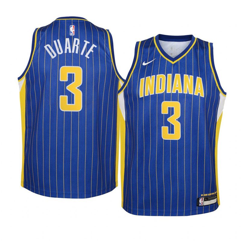 youth indiana pacers chris duarte 2021 nba draft blue city edition jersey