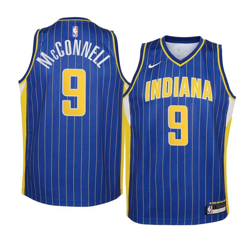youth indiana pacers t.j. mcconnell new uniform blue city edition jersey