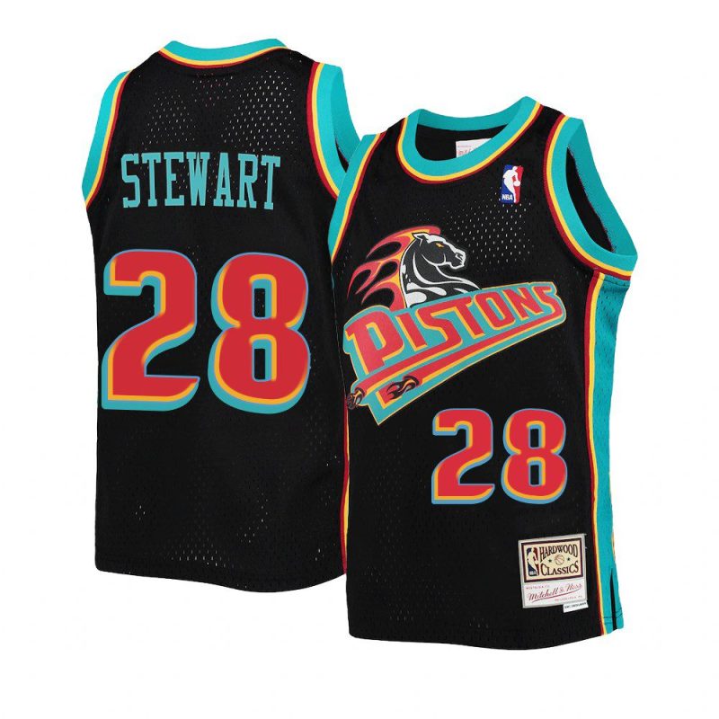 youth isaiah stewart hardwood classics black reload jersey