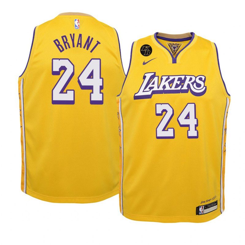 youth los angeles lakers kobe bryant limited yellow city jersey