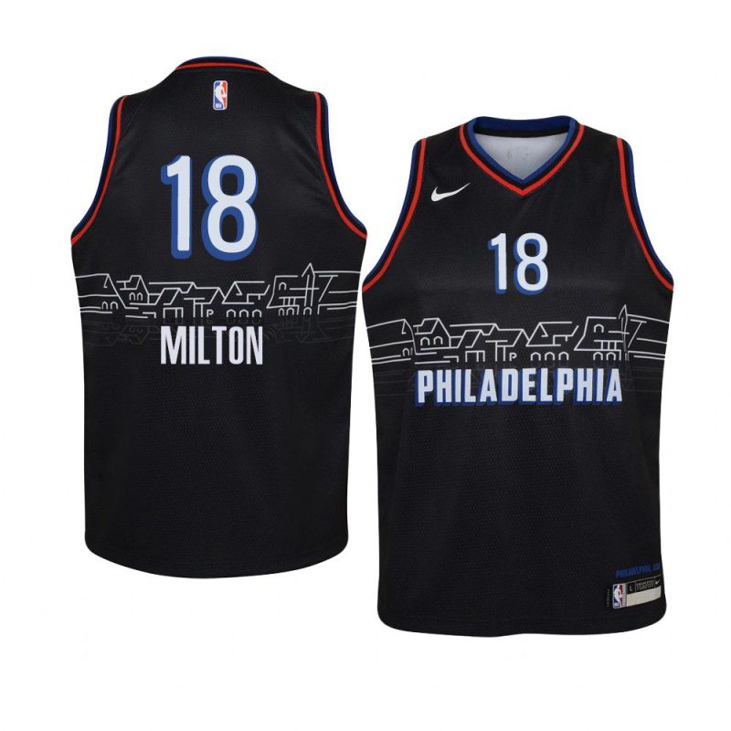 youth philadelphia 76ers shake milton black city edition jersey