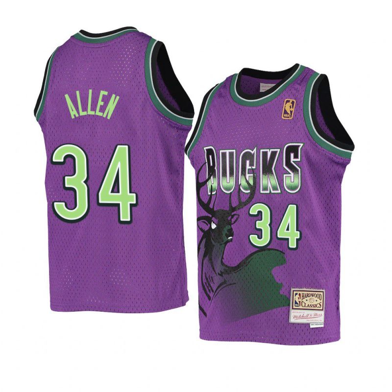 youth ray allen hardwood classics purple reload jersey
