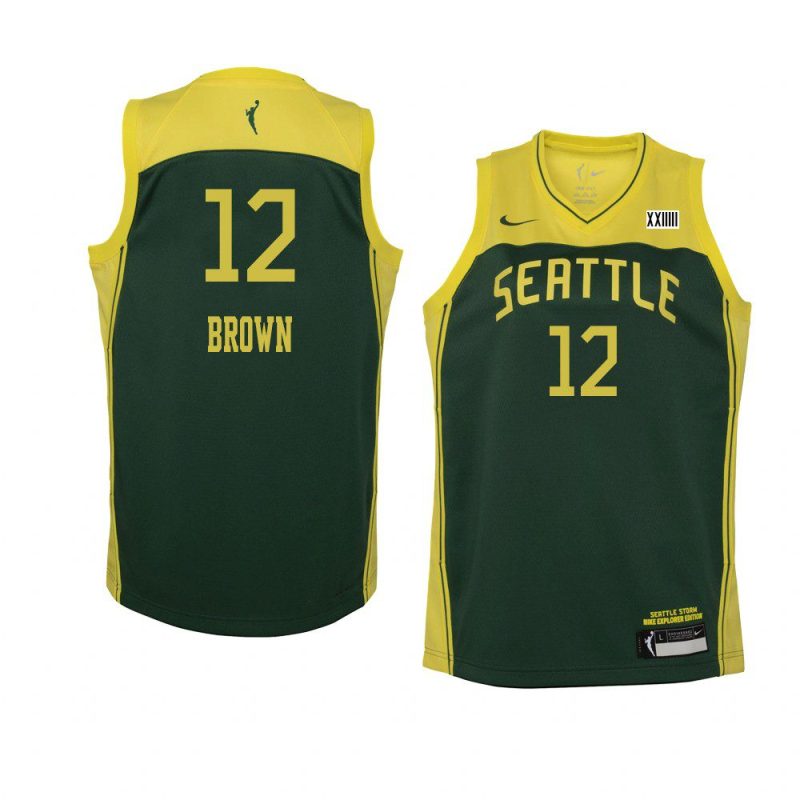 youth seattle storm brittany brown green explorer edition jersey