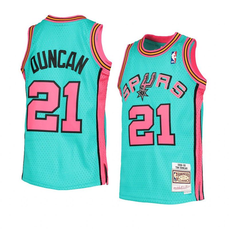 youth tim duncan throwback teal reload jersey