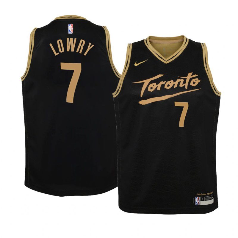 youth toronto raptors kyle lowry swingman black city edition jersey