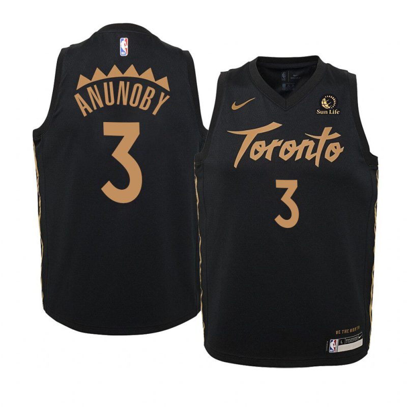 youth toronto raptors og anunoby sun life patch black city jersey