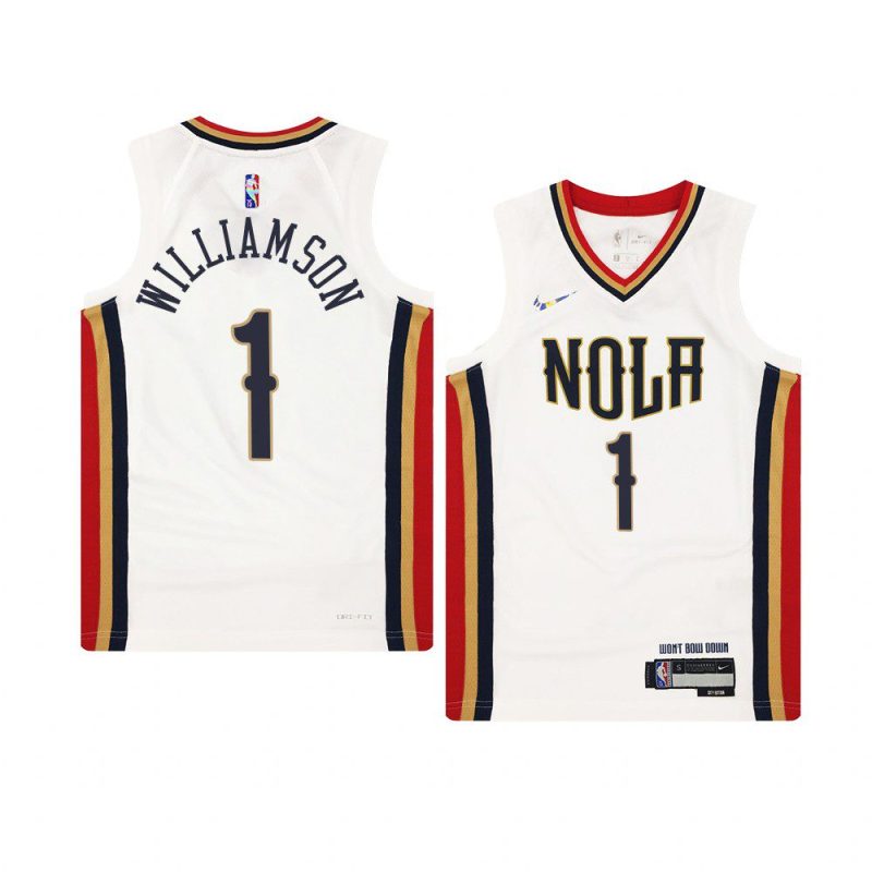 youth zion williamson pelicans white city edition jersey