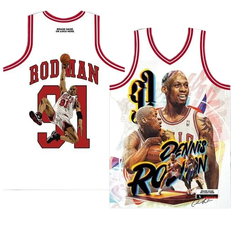 dennis rodman bulls the worm basketballjersey white