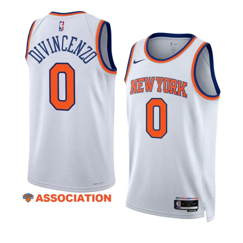 men donte divincenzo white association edition knicksjersey