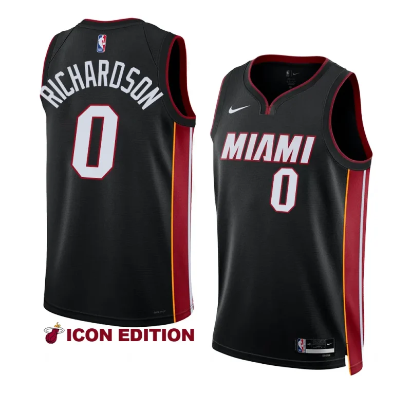 men josh richardson black icon edition heatjersey