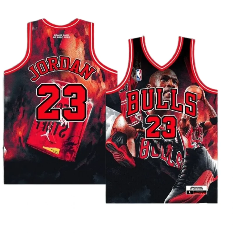 michael jordan bulls goat edition basketballjersey red