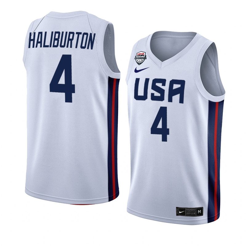 usa basketball fiba world cup 2023 tyrese haliburton white home jersey