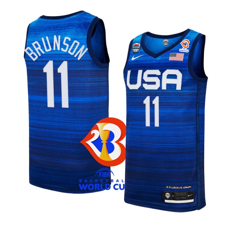 usa team 2023 fiba basketball world cup jalen brunson blue jersey