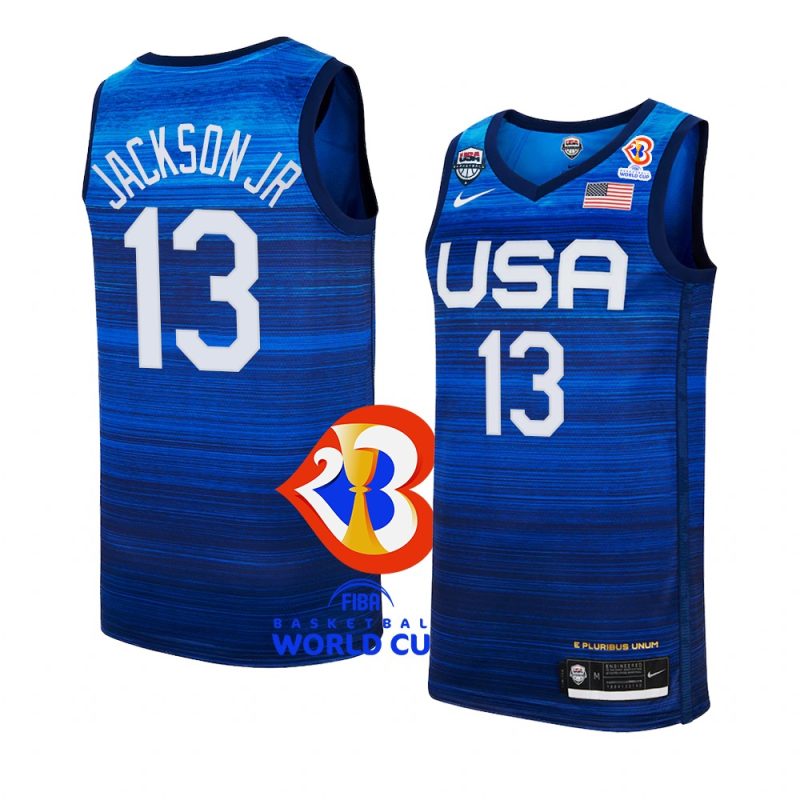 usa team 2023 fiba basketball world cup jaren jackson jr. blue jersey