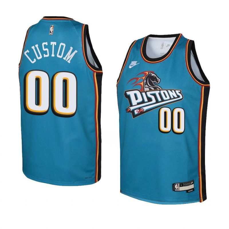 youth custom pistons teal classic edition jersey
