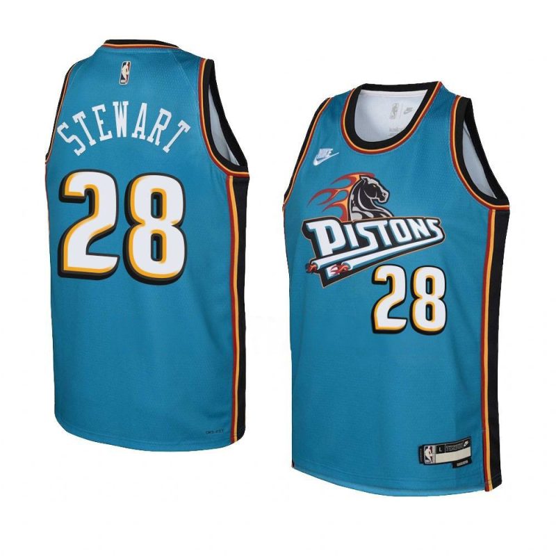 youth isaiah stewart pistons teal classic edition j