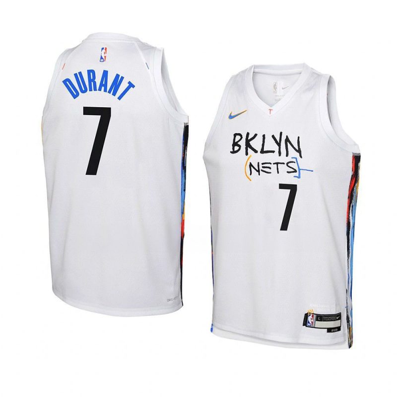youth kevin durant nets white city edition jersey
