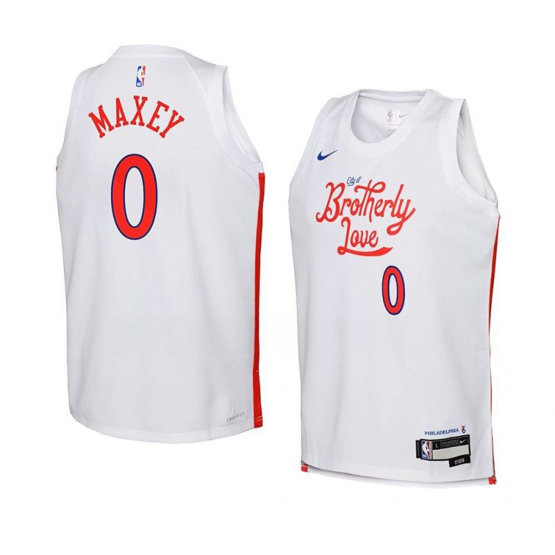 youth tyrese maxey 76ers white city edition jersey