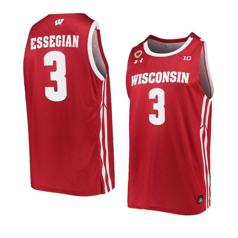 Connor Essegian Wisconsin Badgers Away Basketball Jersey 2022 23 Men Replica Red