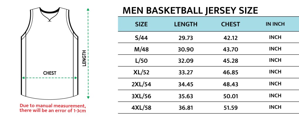NBA Men Basketball Jersey Size