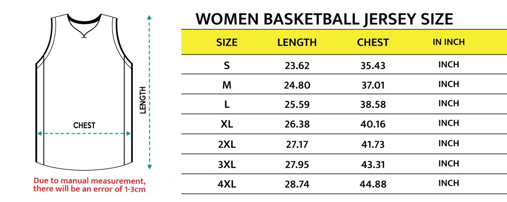 NBA Women Basketball Jersey Size