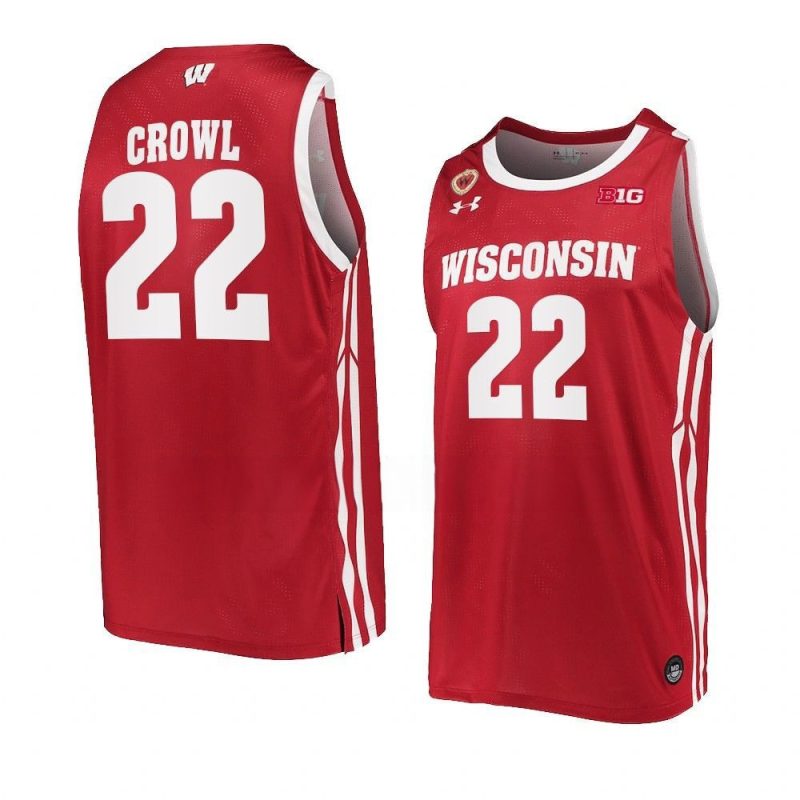 Steven Crowl Wisconsin Badgers Away Basketball Jersey 2022 23 Men Replica Red