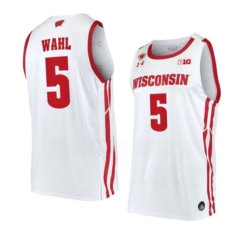 Wisconsin Badgers 5 Tyler Wahl White 2022 23 Home Basketball Jersey Men Replica