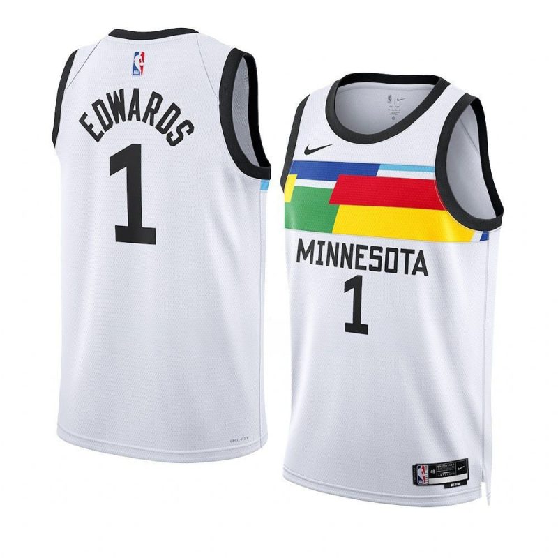 anthony edwards timberwolvesjersey 2022 23city edition whi